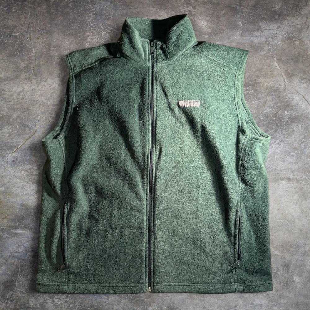Columbia Sportswear Mens XL Green Full Zip Fleece Vest Outdoor Hiking Gorpcore